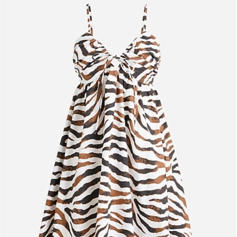 JCrew keyhole mini dress zebra stripe